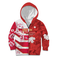 Canada and Japan Rugby Custom Kid Hoodie Canucks Brave Blossoms Together Pacific - Wonder Print Shop
