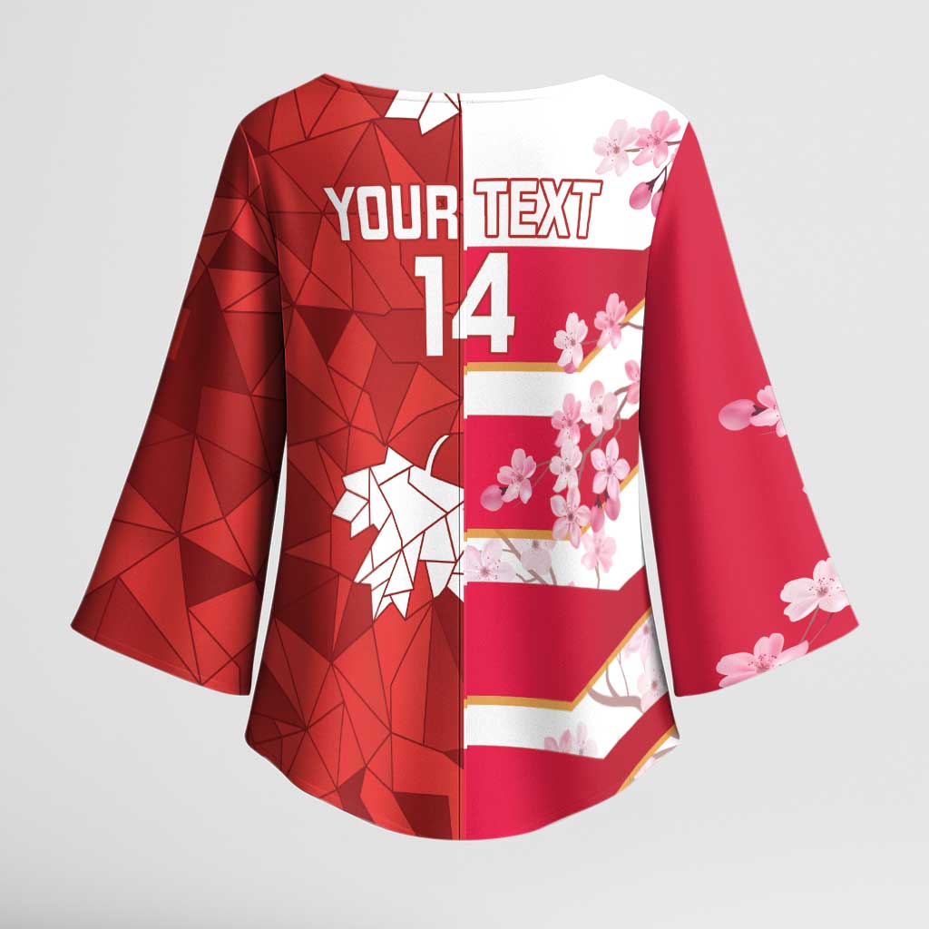 Canada and Japan Rugby Custom Kimono Sleeve Blouse Canucks Brave Blossoms Together Pacific - Wonder Print Shop