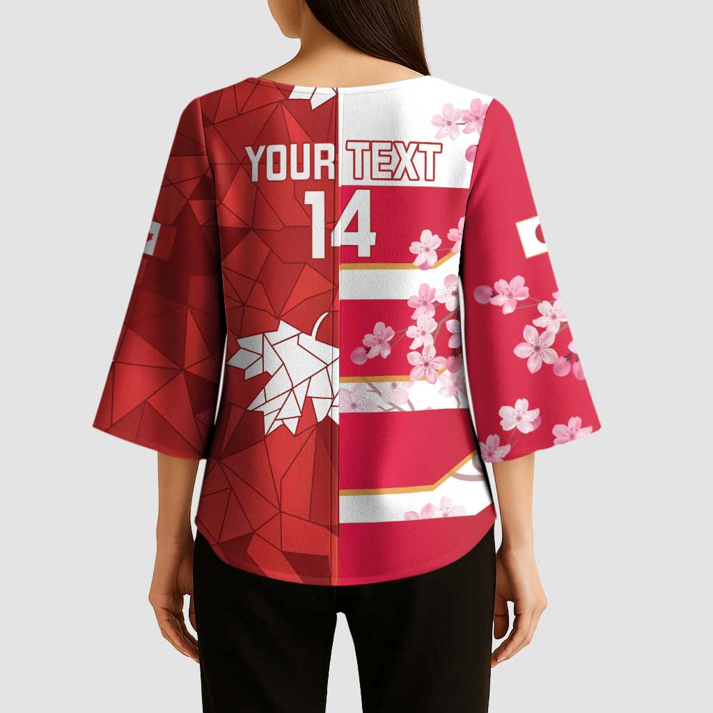 Canada and Japan Rugby Custom Kimono Sleeve Blouse Canucks Brave Blossoms Together Pacific - Wonder Print Shop