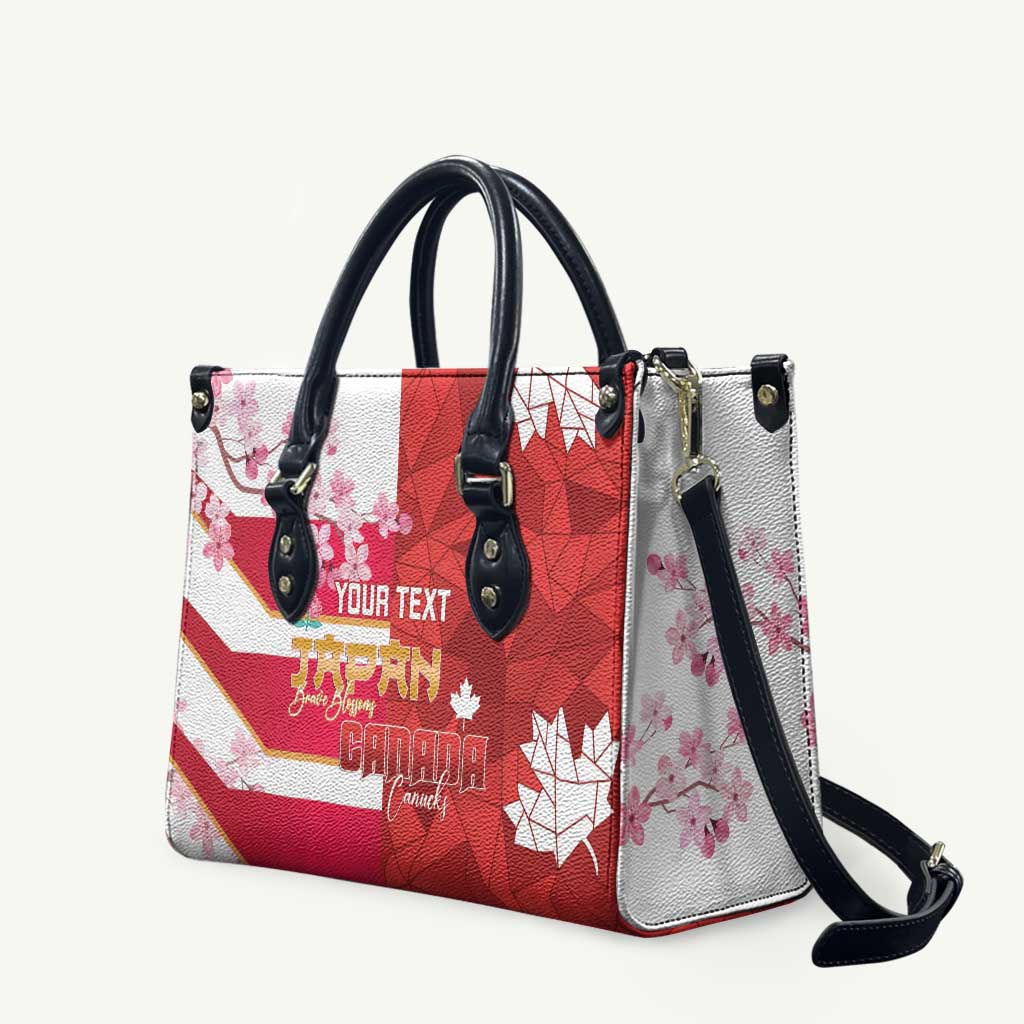 Canada and Japan Rugby Custom Leather Bag Canucks Brave Blossoms Together Pacific - Wonder Print Shop