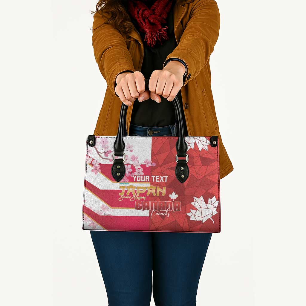 Canada and Japan Rugby Custom Leather Bag Canucks Brave Blossoms Together Pacific - Wonder Print Shop