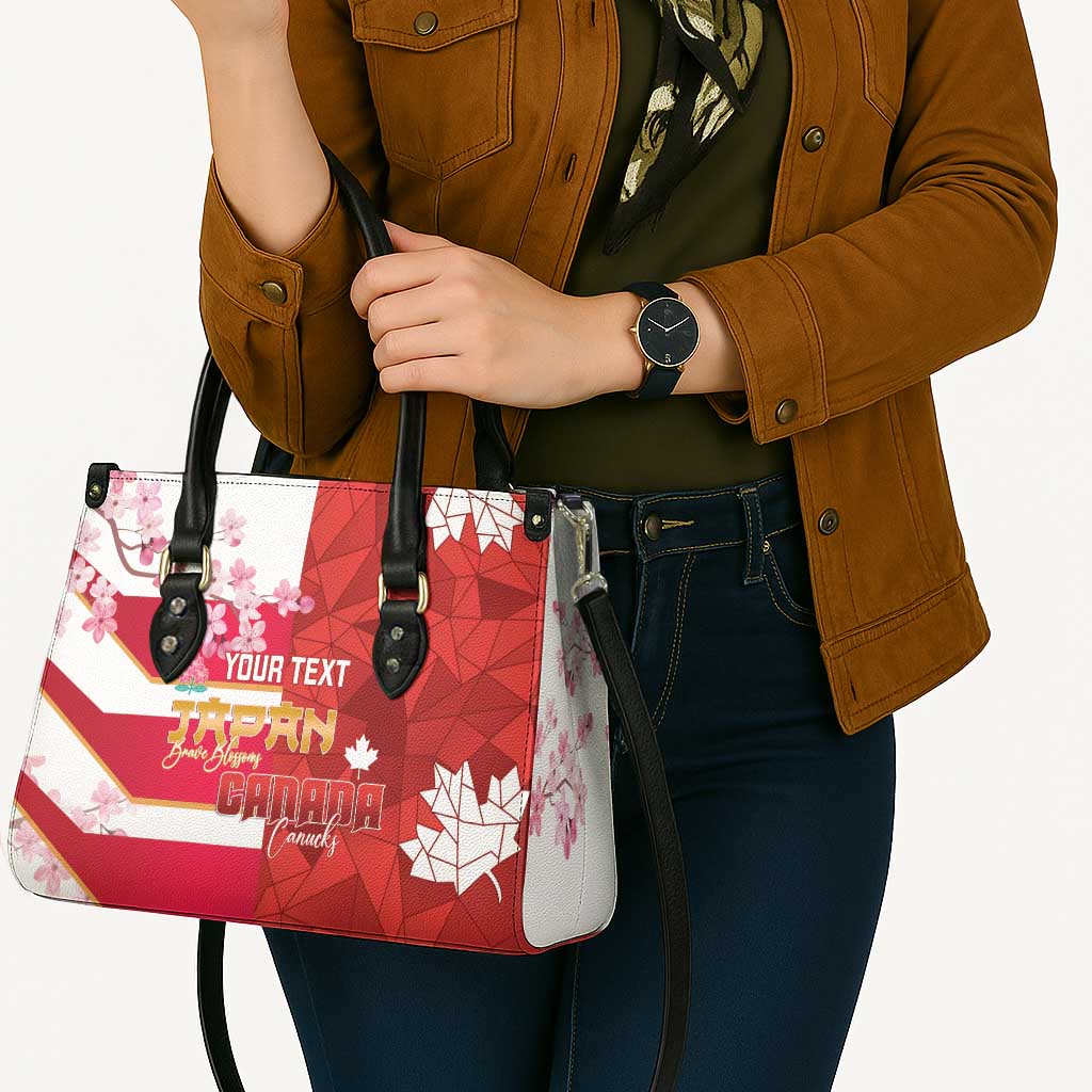 Canada and Japan Rugby Custom Leather Bag Canucks Brave Blossoms Together Pacific - Wonder Print Shop