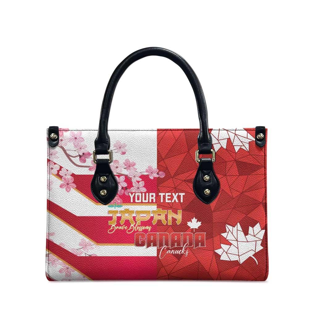 Canada and Japan Rugby Custom Leather Bag Canucks Brave Blossoms Together Pacific - Wonder Print Shop