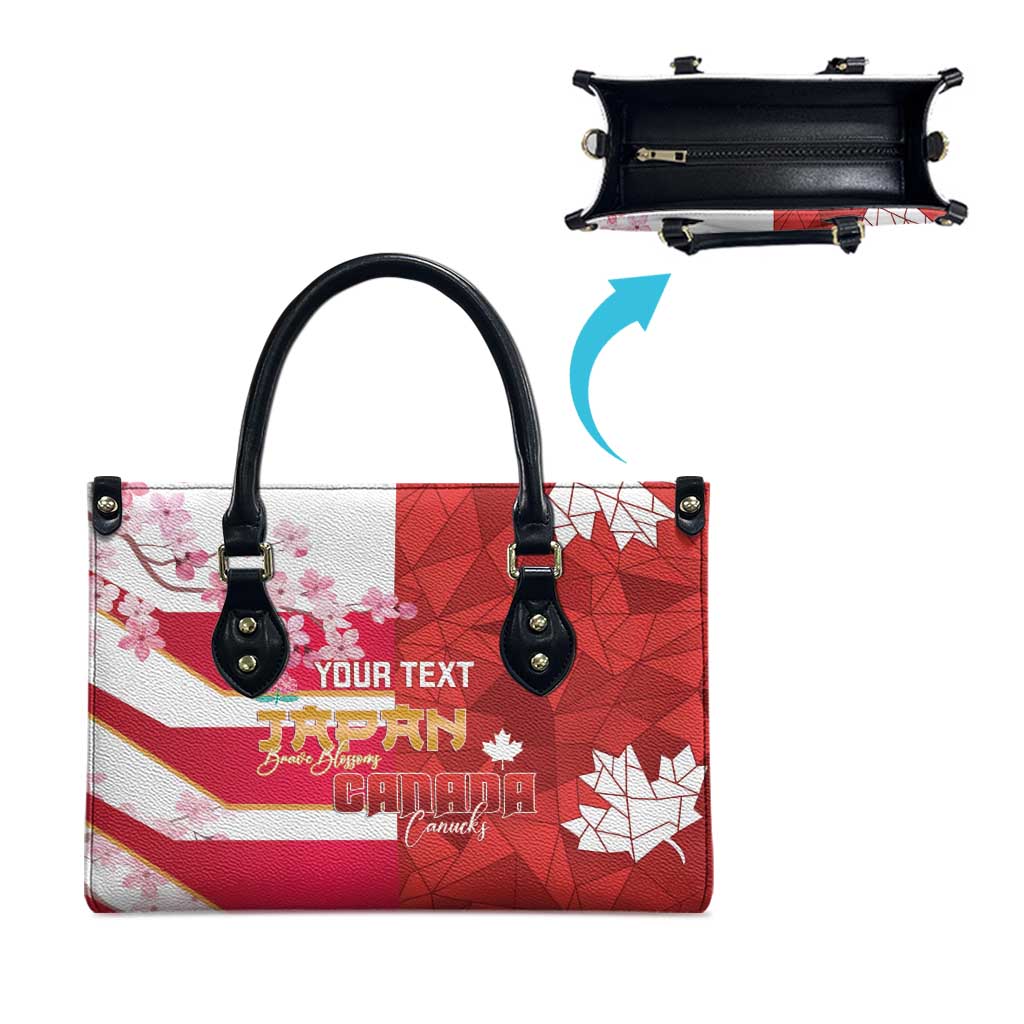 Canada and Japan Rugby Custom Leather Bag Canucks Brave Blossoms Together Pacific - Wonder Print Shop