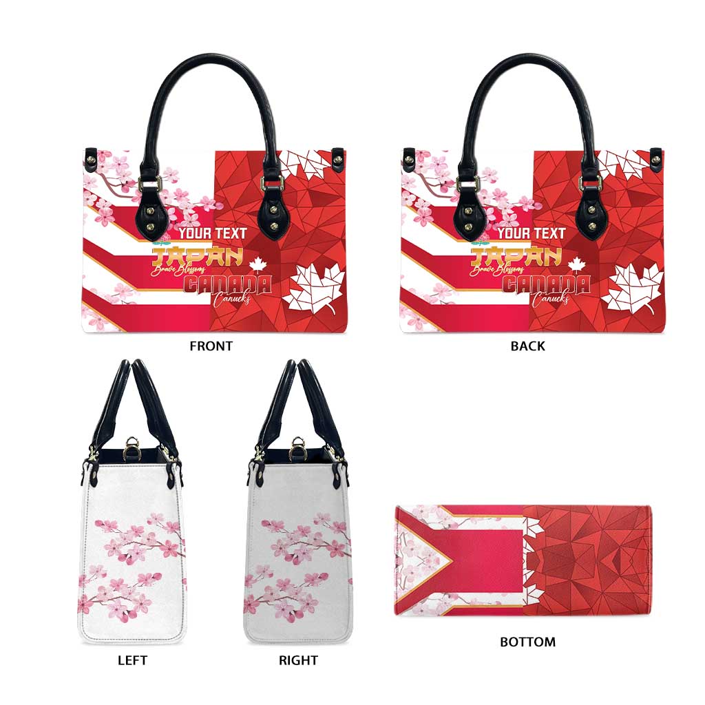 Canada and Japan Rugby Custom Leather Bag Canucks Brave Blossoms Together Pacific - Wonder Print Shop