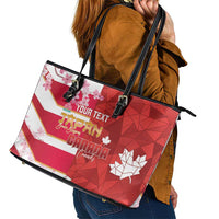 Canada and Japan Rugby Custom Leather Tote Bag Canucks Brave Blossoms Together Pacific - Wonder Print Shop