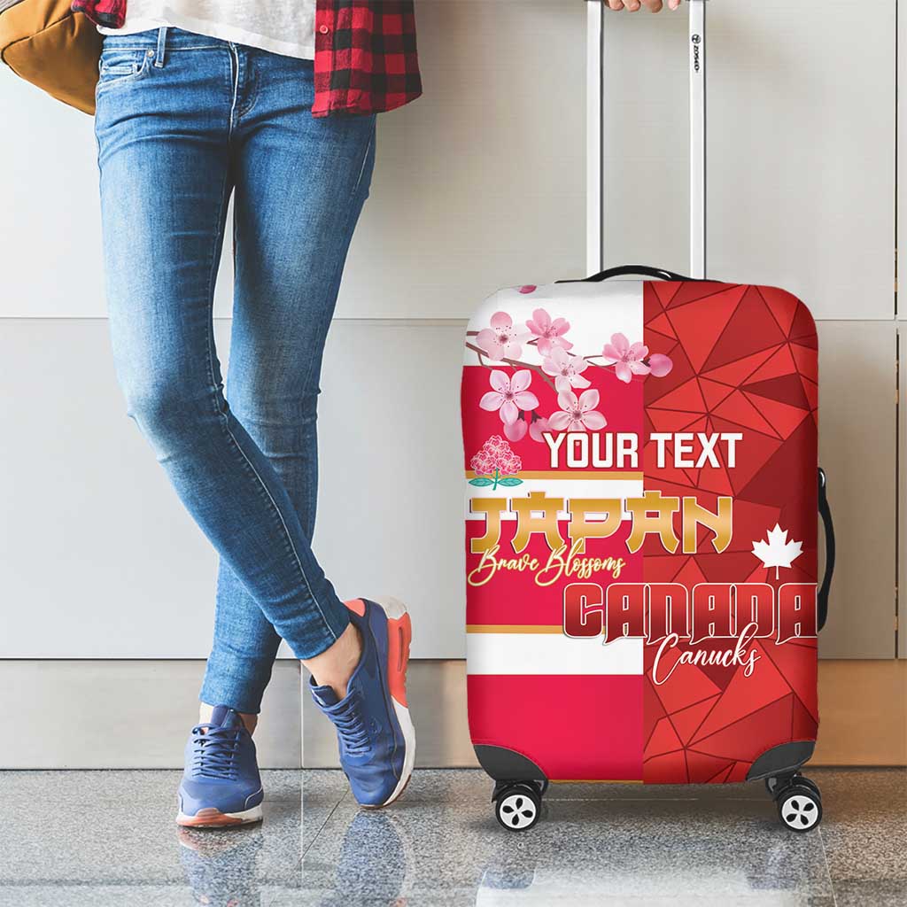 Canada and Japan Rugby Custom Luggage Cover Canucks Brave Blossoms Together Pacific - Wonder Print Shop