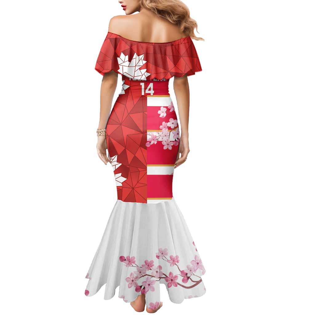 Canada and Japan Rugby Custom Mermaid Dress Canucks Brave Blossoms Together Pacific - Wonder Print Shop