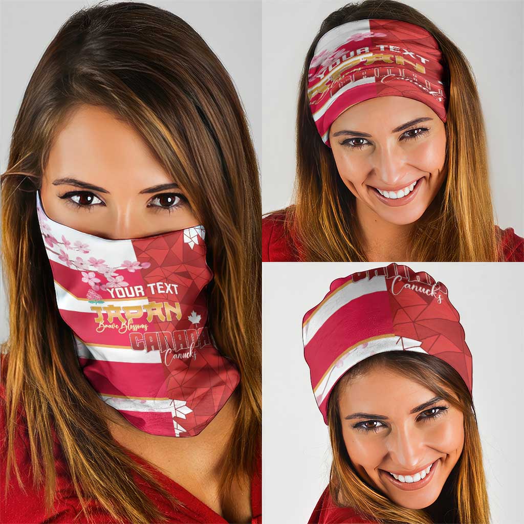 Canada and Japan Rugby Custom Neck Gaiter Canucks Brave Blossoms Together Pacific - Wonder Print Shop