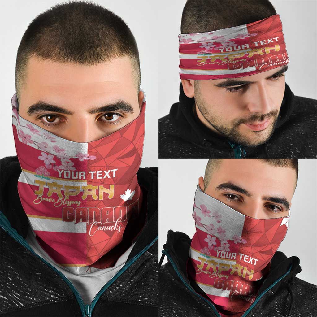 Canada and Japan Rugby Custom Neck Gaiter Canucks Brave Blossoms Together Pacific - Wonder Print Shop