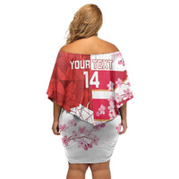 Canada and Japan Rugby Custom Off Shoulder Short Dress Canucks Brave Blossoms Together Pacific - Wonder Print Shop