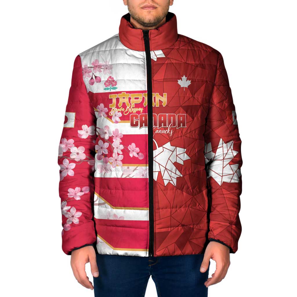 Canada and Japan Rugby Custom Padded Jacket Canucks Brave Blossoms Together Pacific - Wonder Print Shop