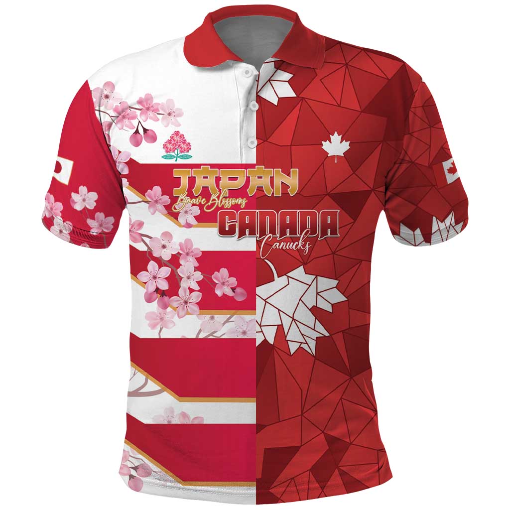 Canada and Japan Rugby Custom Polo Shirt Canucks Brave Blossoms Together Pacific - Wonder Print Shop