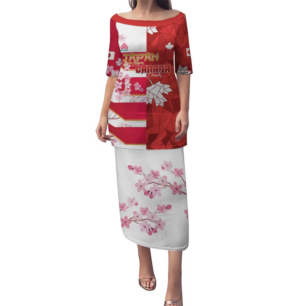 Canada and Japan Rugby Custom Puletasi Canucks Brave Blossoms Together Pacific - Wonder Print Shop