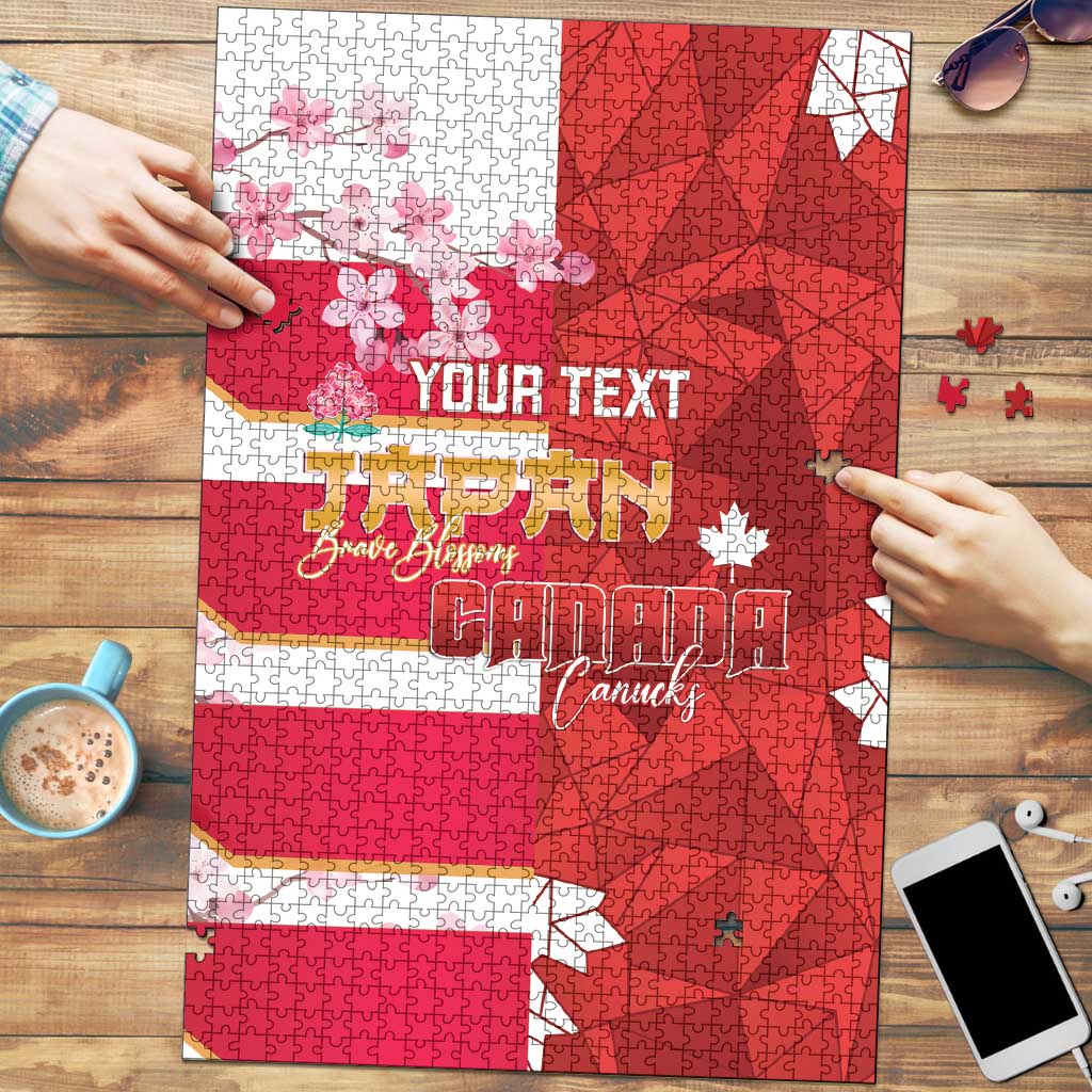 Canada and Japan Rugby Custom Puzzle Canucks Brave Blossoms Together Pacific - Wonder Print Shop