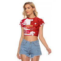 Canada and Japan Rugby Custom Raglan Cropped T Shirt Canucks Brave Blossoms Together Pacific - Wonder Print Shop