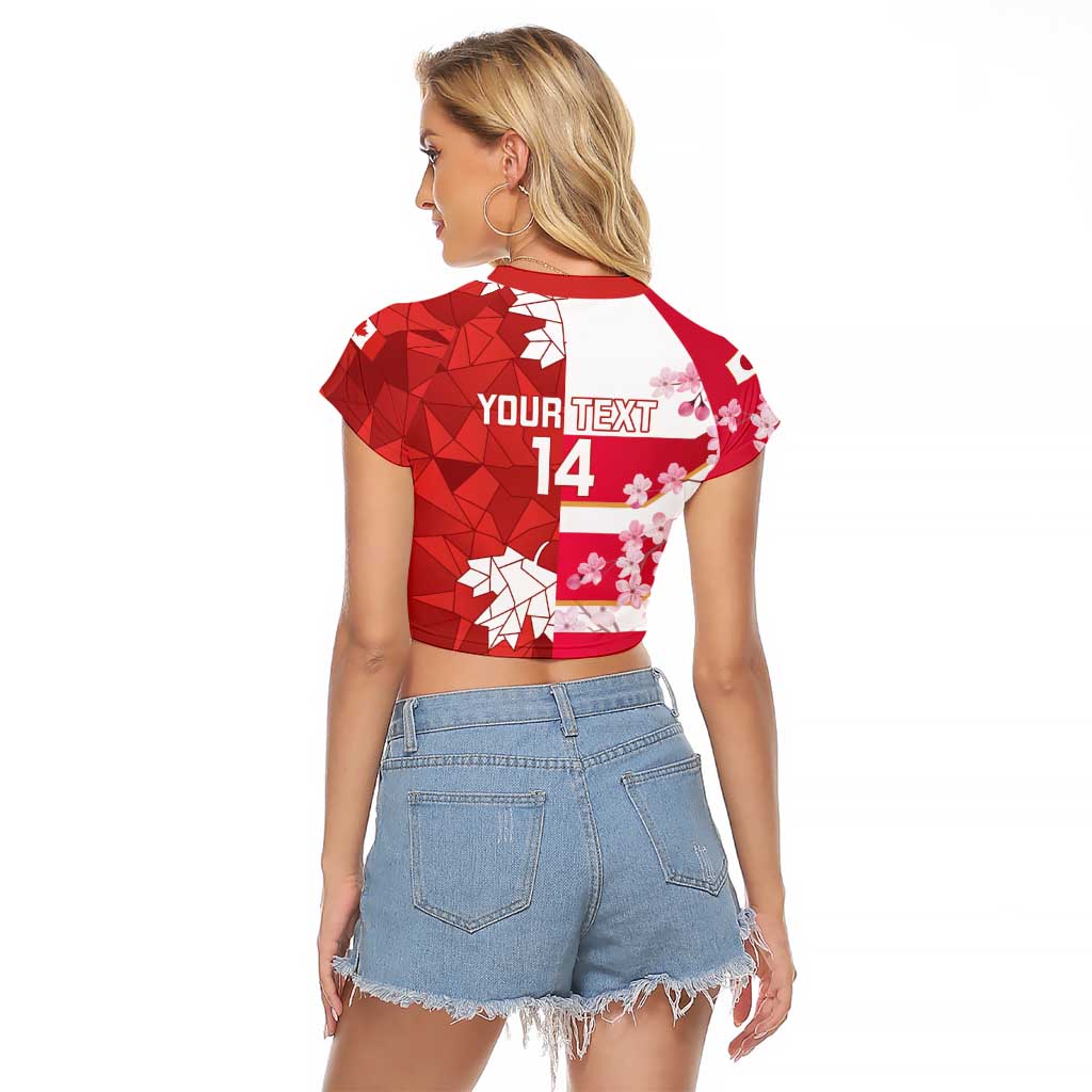 Canada and Japan Rugby Custom Raglan Cropped T Shirt Canucks Brave Blossoms Together Pacific - Wonder Print Shop