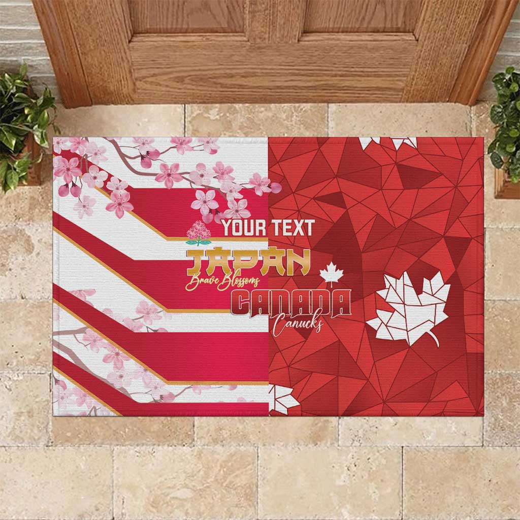 Canada and Japan Rugby Custom Rubber Doormat Canucks Brave Blossoms Together Pacific - Wonder Print Shop