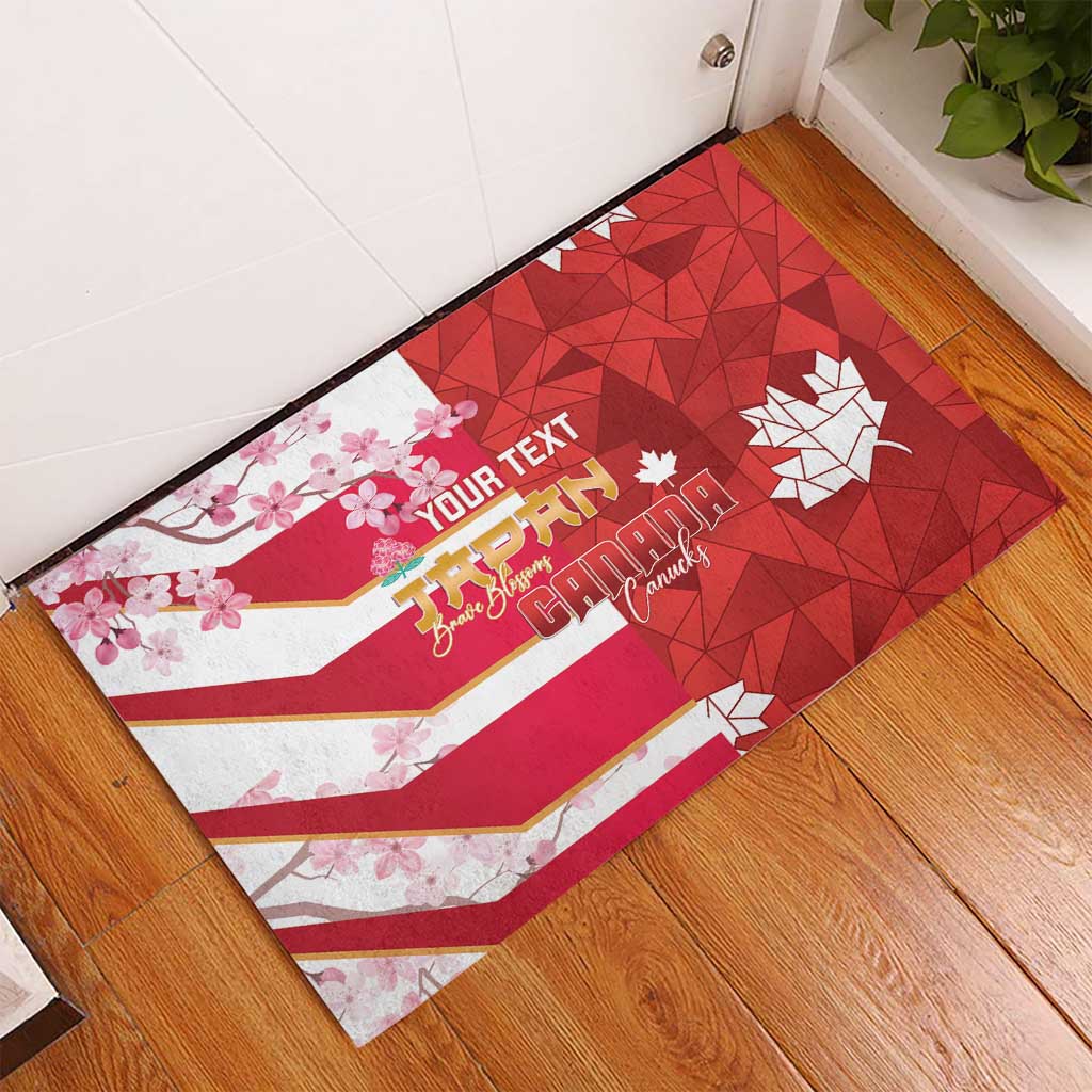 Canada and Japan Rugby Custom Rubber Doormat Canucks Brave Blossoms Together Pacific - Wonder Print Shop
