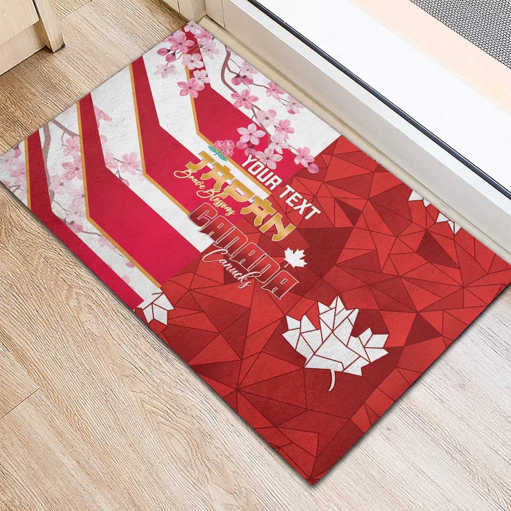 Canada and Japan Rugby Custom Rubber Doormat Canucks Brave Blossoms Together Pacific - Wonder Print Shop
