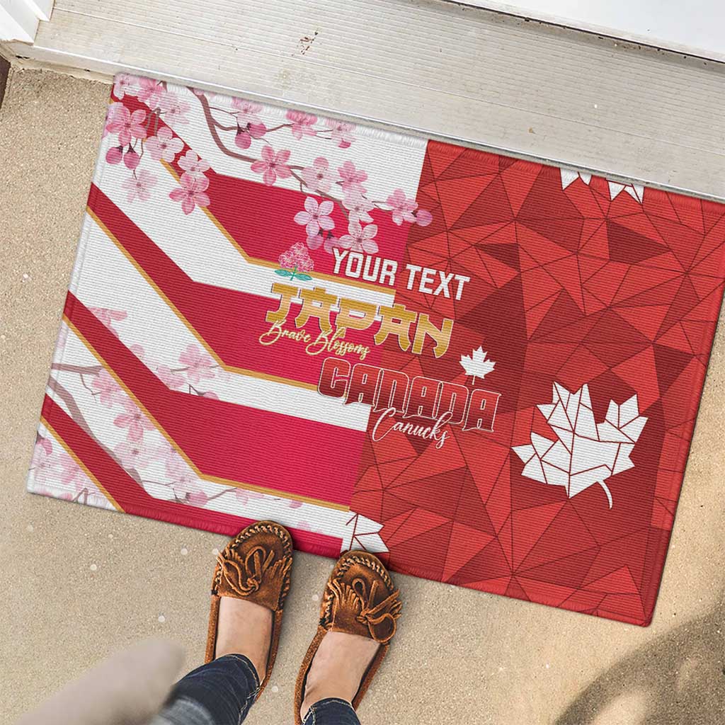 Canada and Japan Rugby Custom Rubber Doormat Canucks Brave Blossoms Together Pacific - Wonder Print Shop