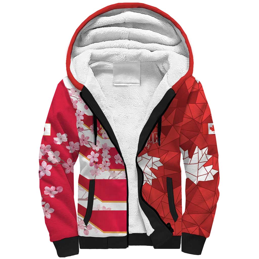 Canada and Japan Rugby Custom Sherpa Hoodie Canucks Brave Blossoms Together Pacific - Wonder Print Shop