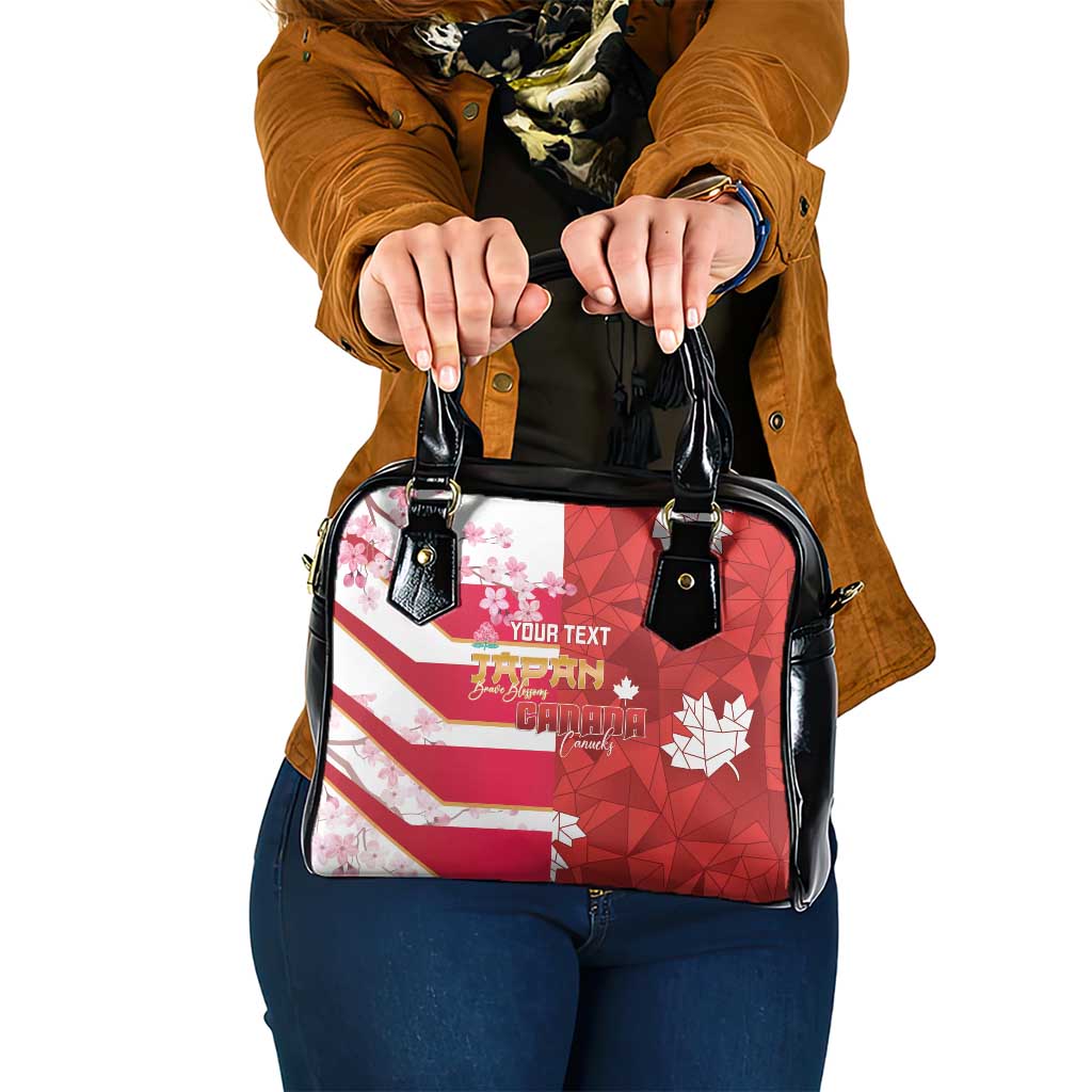 Canada and Japan Rugby Custom Shoulder Handbag Canucks Brave Blossoms Together Pacific - Wonder Print Shop