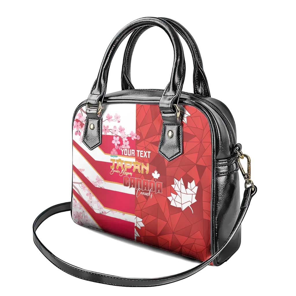 Canada and Japan Rugby Custom Shoulder Handbag Canucks Brave Blossoms Together Pacific - Wonder Print Shop