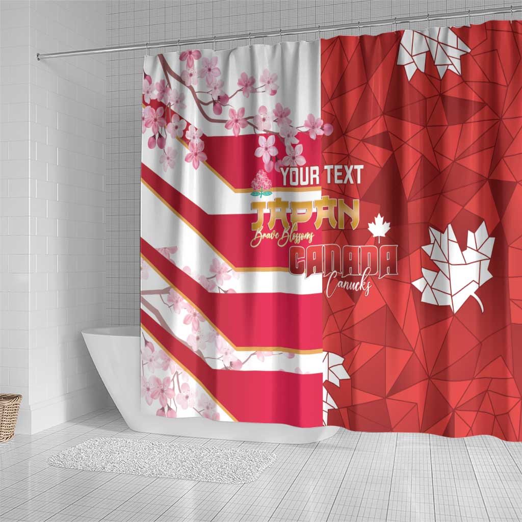 Canada and Japan Rugby Custom Shower Curtain Canucks Brave Blossoms Together Pacific - Wonder Print Shop