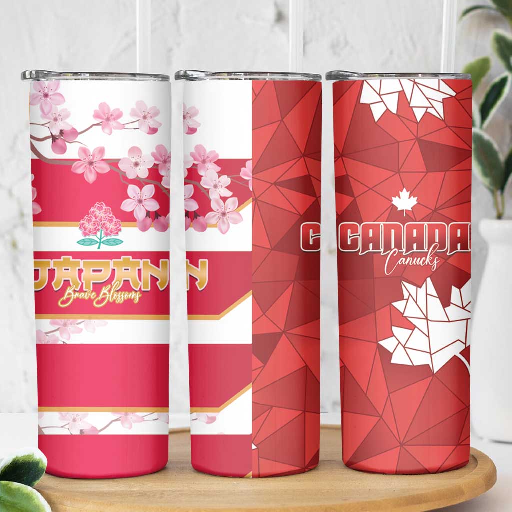 Canada and Japan Rugby Skinny Tumbler Canucks Brave Blossoms Together Pacific - Wonder Print Shop