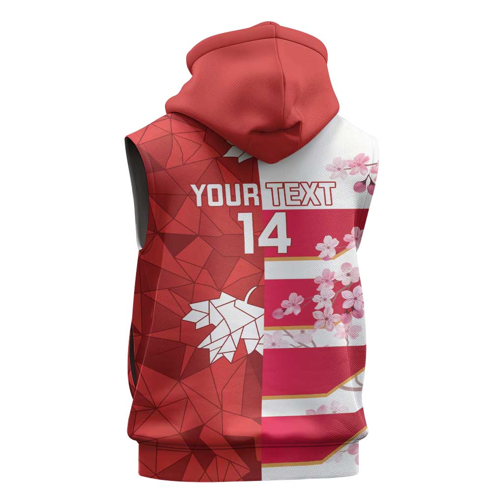 Canada and Japan Rugby Custom Sleeveless Hoodie Canucks Brave Blossoms Together Pacific - Wonder Print Shop