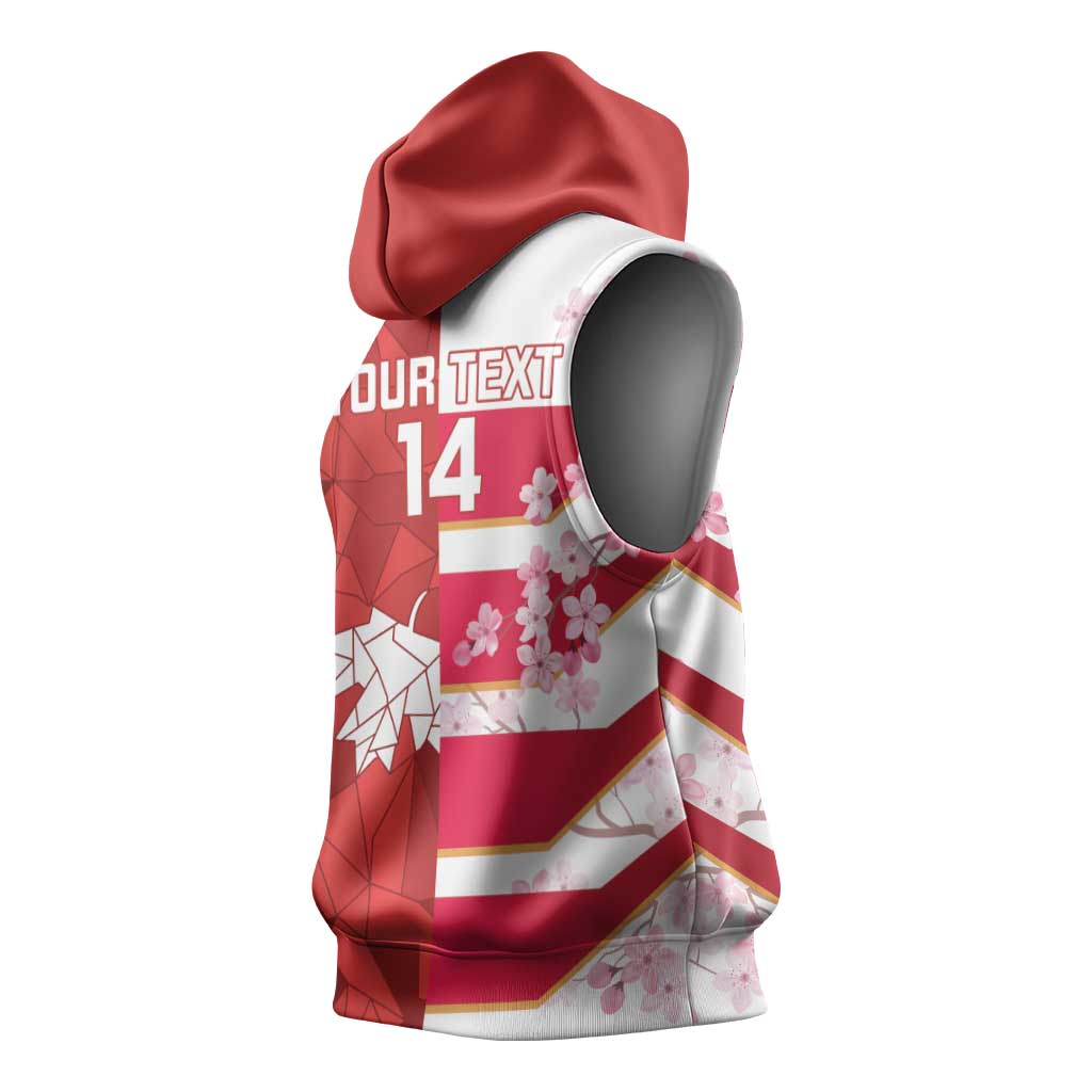 Canada and Japan Rugby Custom Sleeveless Hoodie Canucks Brave Blossoms Together Pacific - Wonder Print Shop