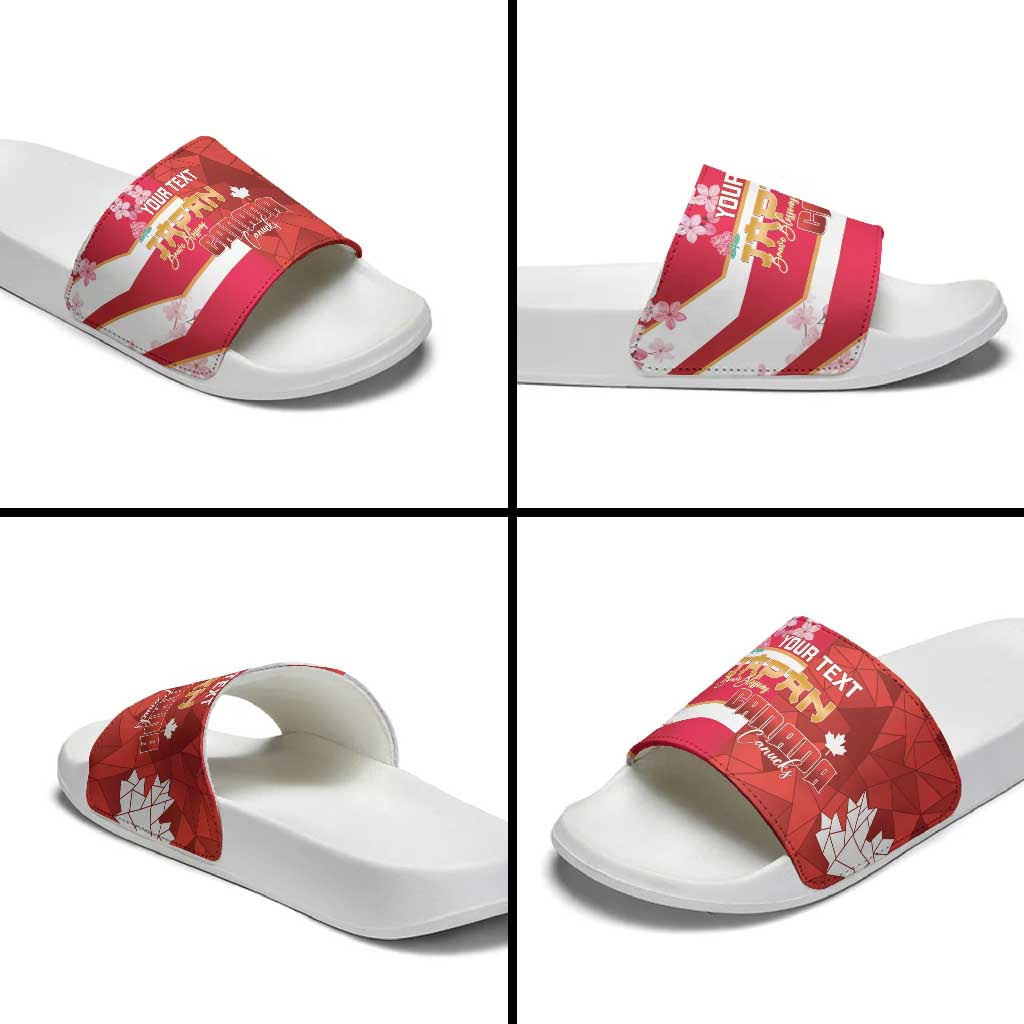 Canada and Japan Rugby Custom Slide Sandals Canucks Brave Blossoms Together Pacific - Wonder Print Shop