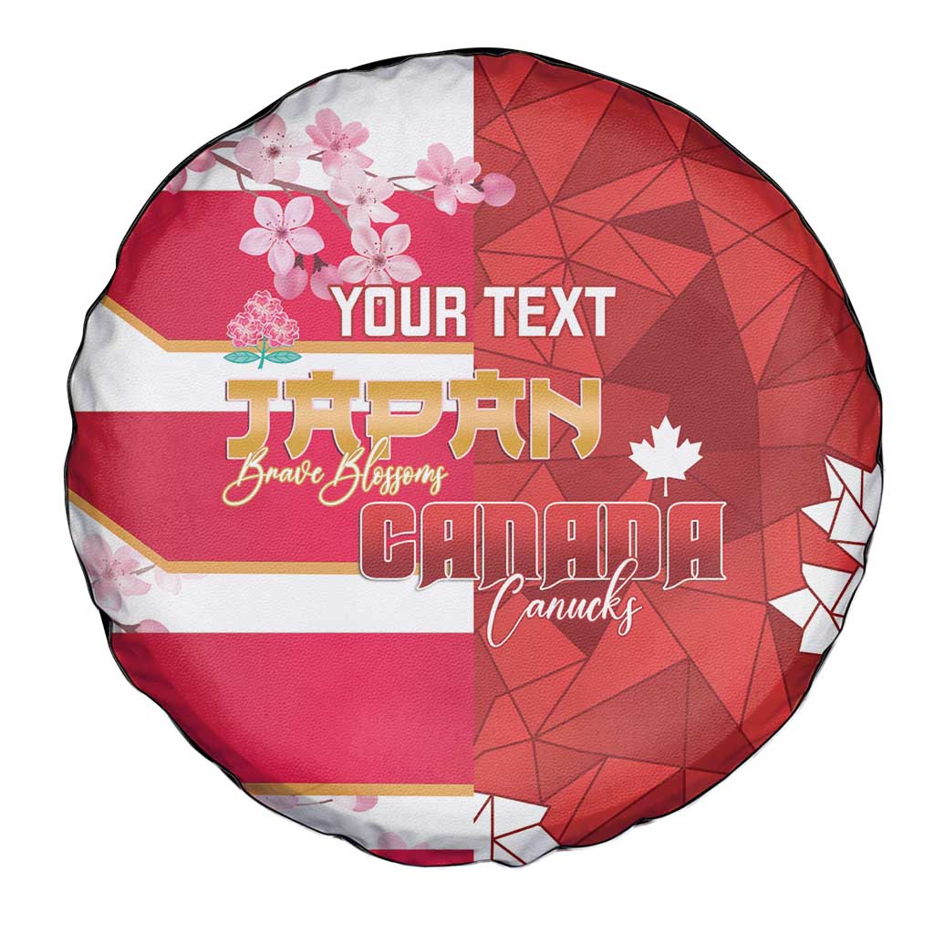 Canada and Japan Rugby Custom Spare Tire Cover Canucks Brave Blossoms Together Pacific - Wonder Print Shop