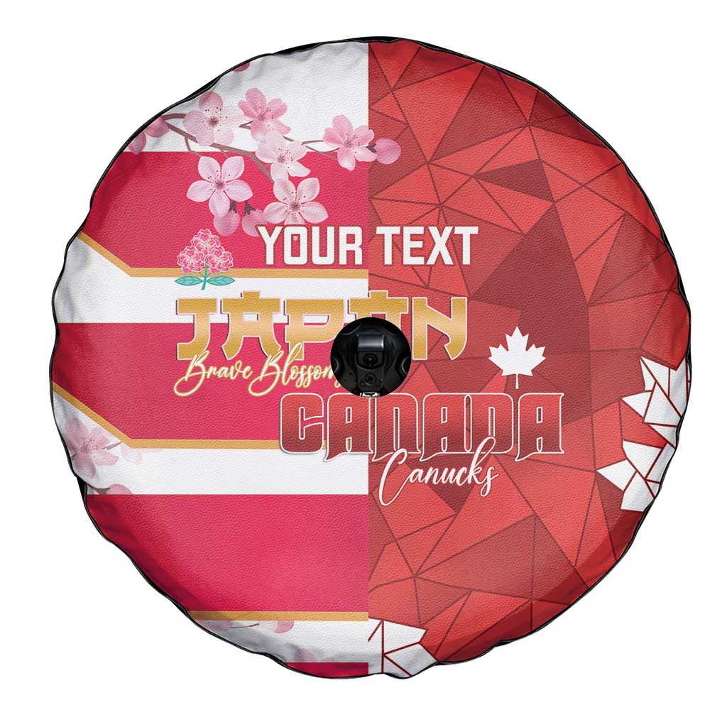 Canada and Japan Rugby Custom Spare Tire Cover Canucks Brave Blossoms Together Pacific - Wonder Print Shop