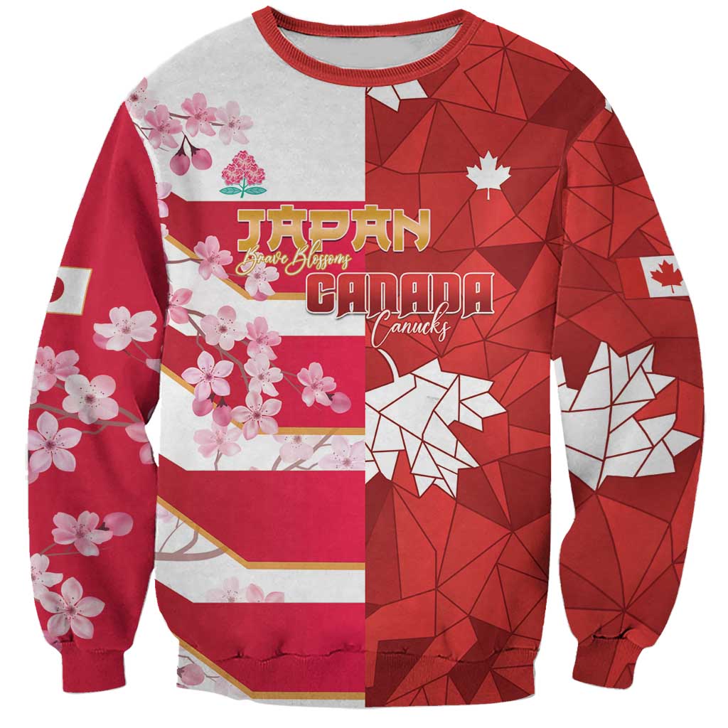 Canada and Japan Rugby Custom Sweatshirt Canucks Brave Blossoms Together Pacific - Wonder Print Shop