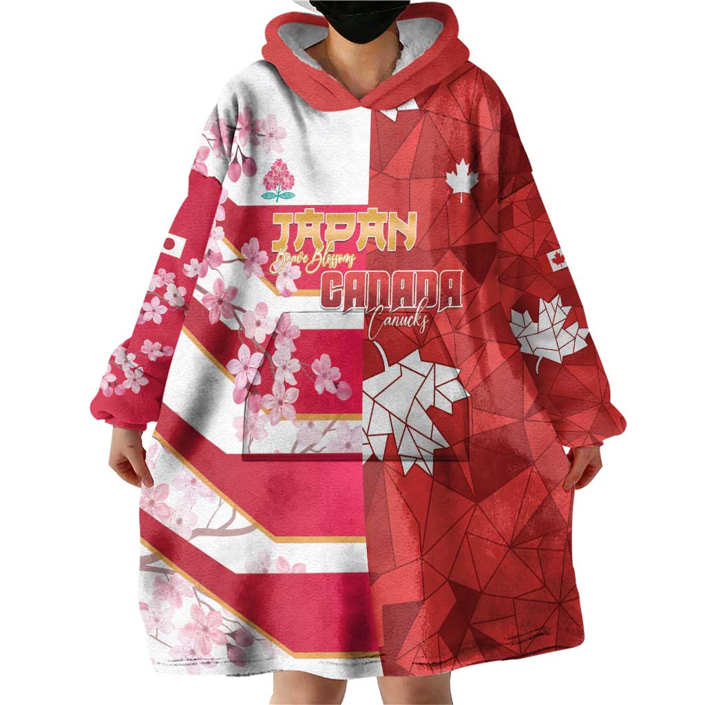 Canada and Japan Rugby Custom Wearable Blanket Hoodie Canucks Brave Blossoms Together Pacific - Wonder Print Shop