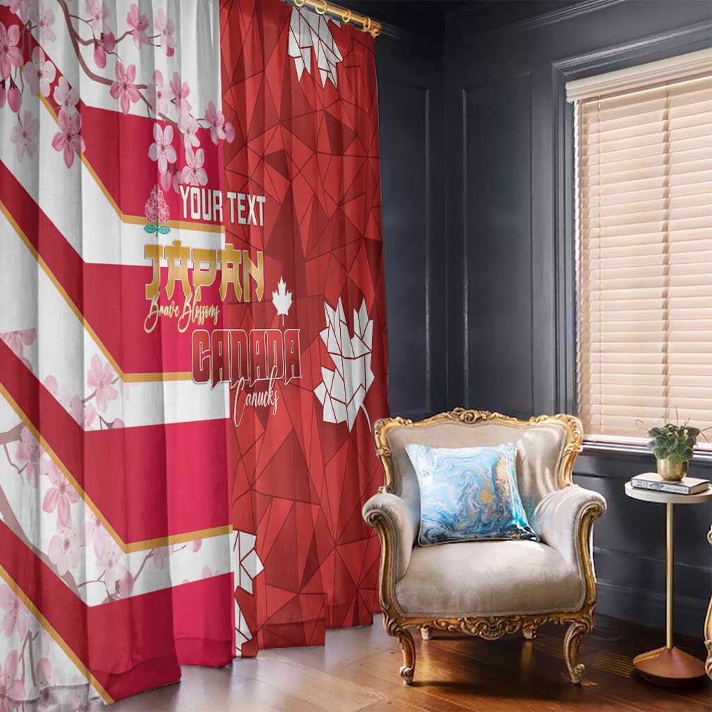 Canada and Japan Rugby Custom Window Curtain Canucks Brave Blossoms Together Pacific - Wonder Print Shop