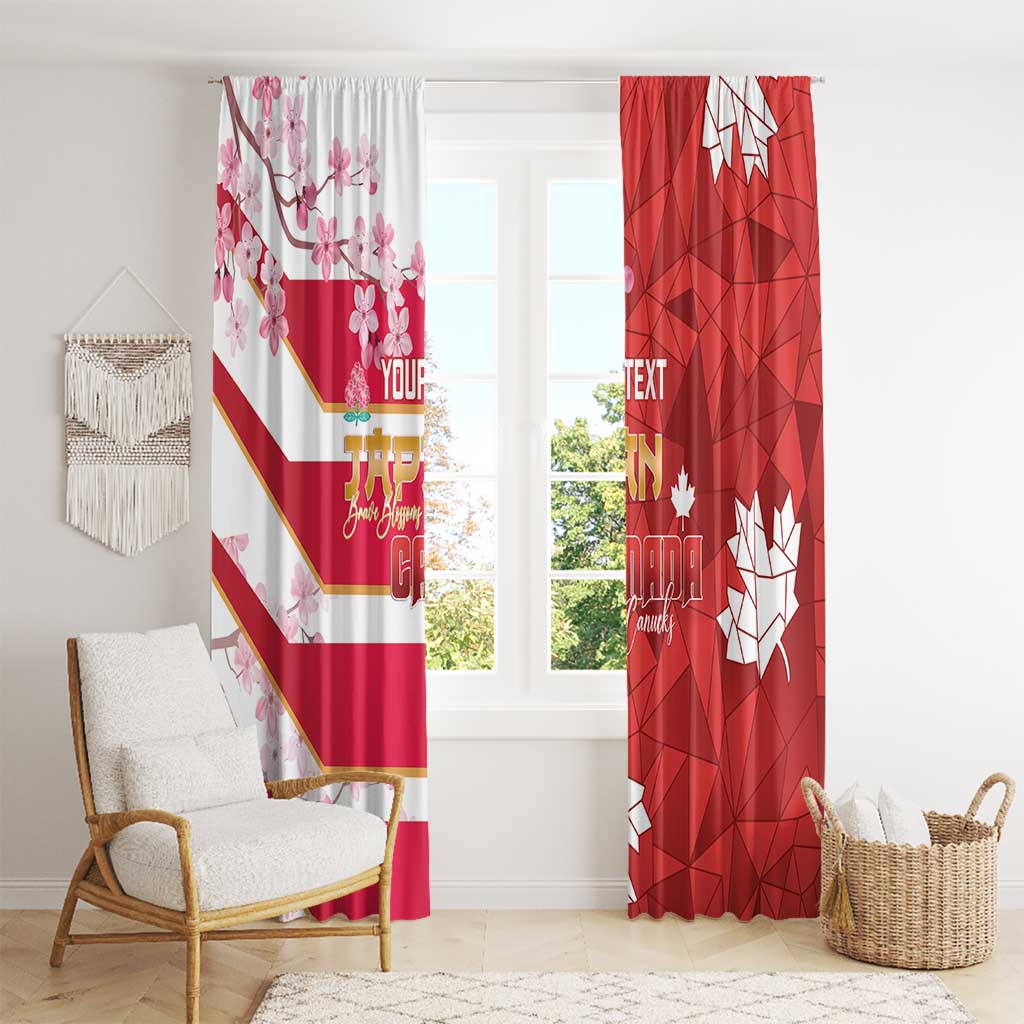 Canada and Japan Rugby Custom Window Curtain Canucks Brave Blossoms Together Pacific - Wonder Print Shop