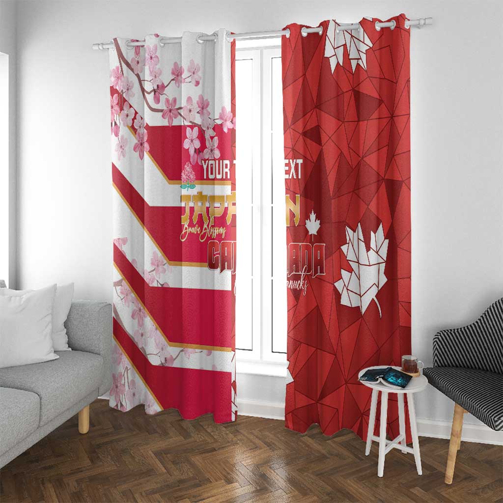 Canada and Japan Rugby Custom Window Curtain Canucks Brave Blossoms Together Pacific - Wonder Print Shop