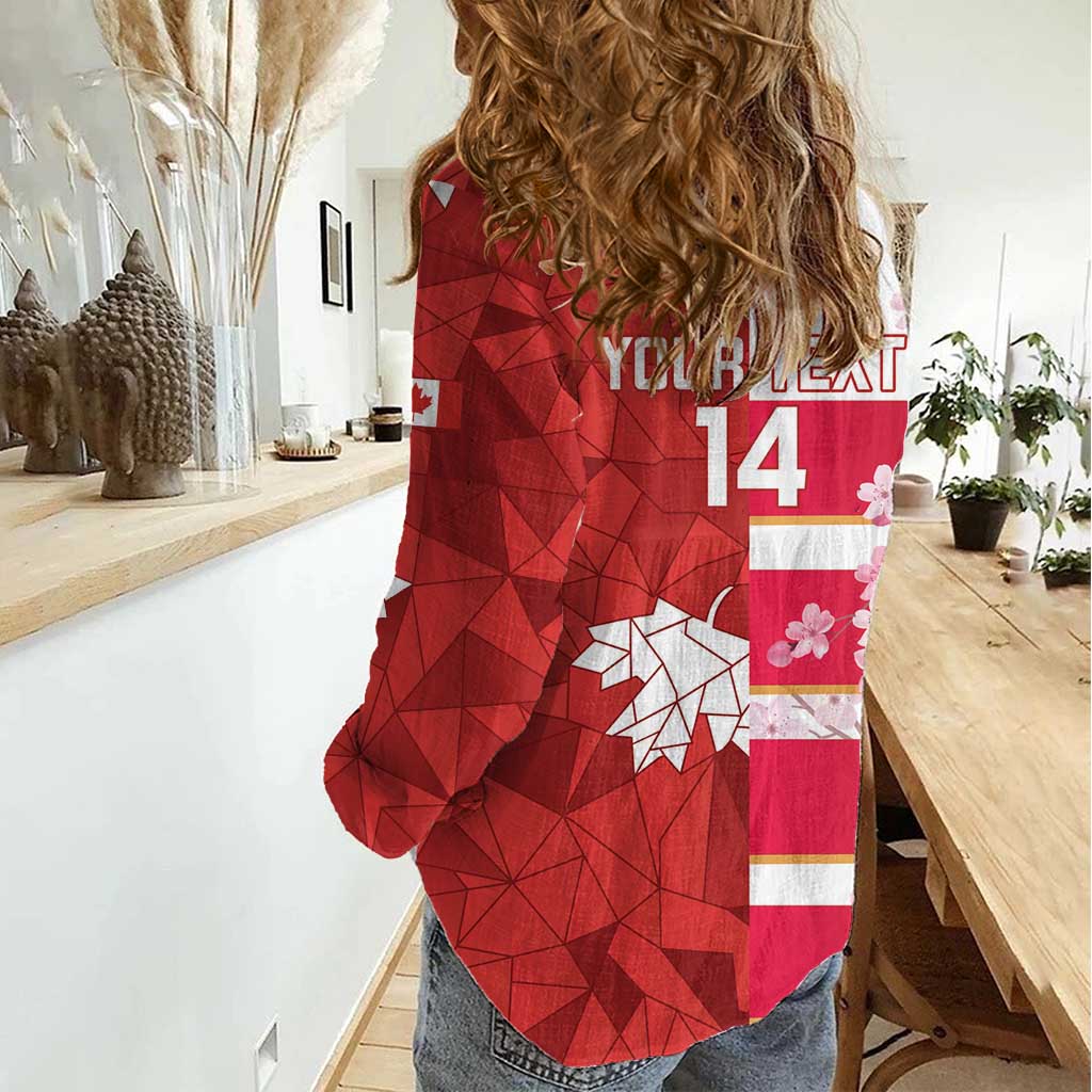 Canada and Japan Rugby Custom Women Casual Shirt Canucks Brave Blossoms Together Pacific - Wonder Print Shop