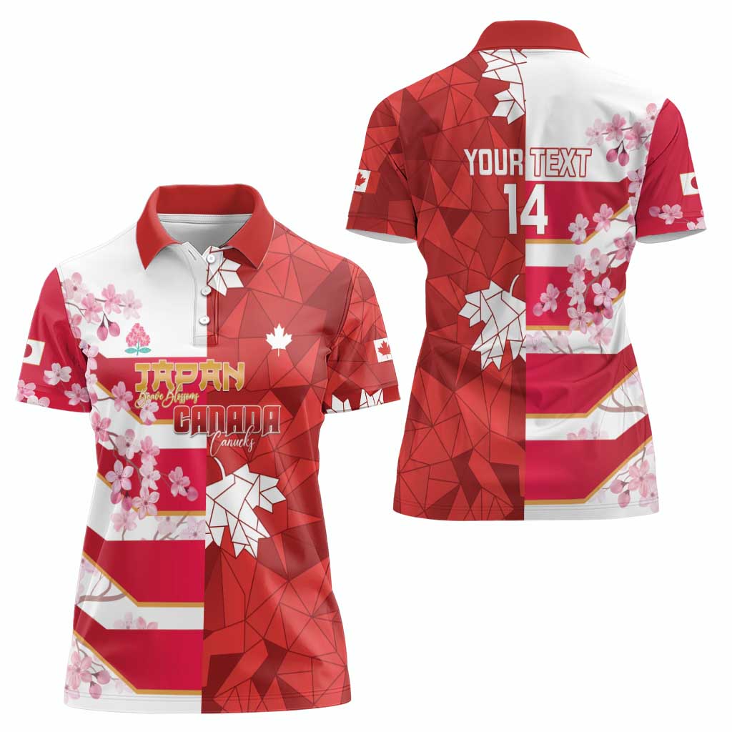 Canada and Japan Rugby Custom Women Polo Shirt Canucks Brave Blossoms Together Pacific - Wonder Print Shop
