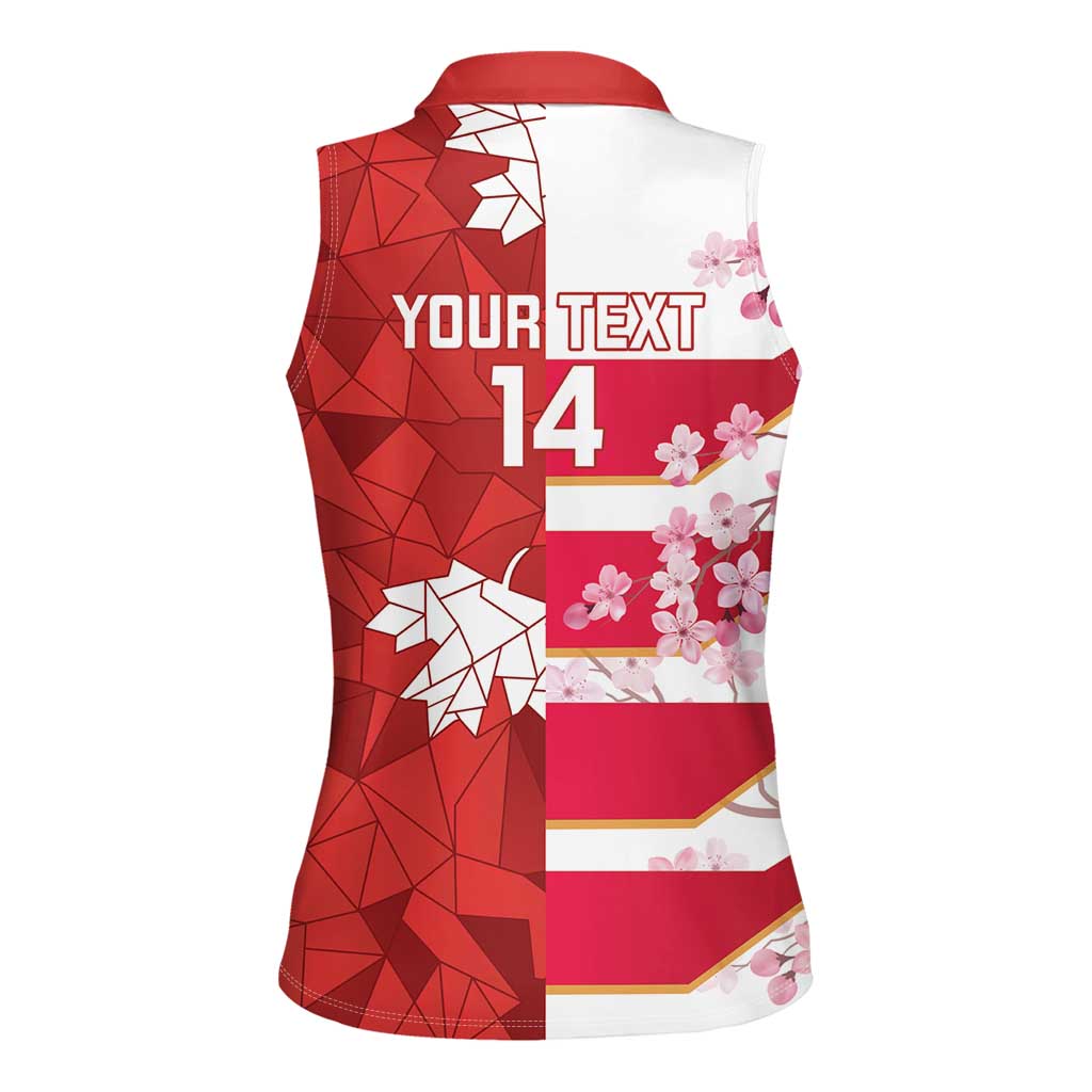 Canada and Japan Rugby Custom Women Sleeveless Polo Shirt Canucks Brave Blossoms Together Pacific - Wonder Print Shop