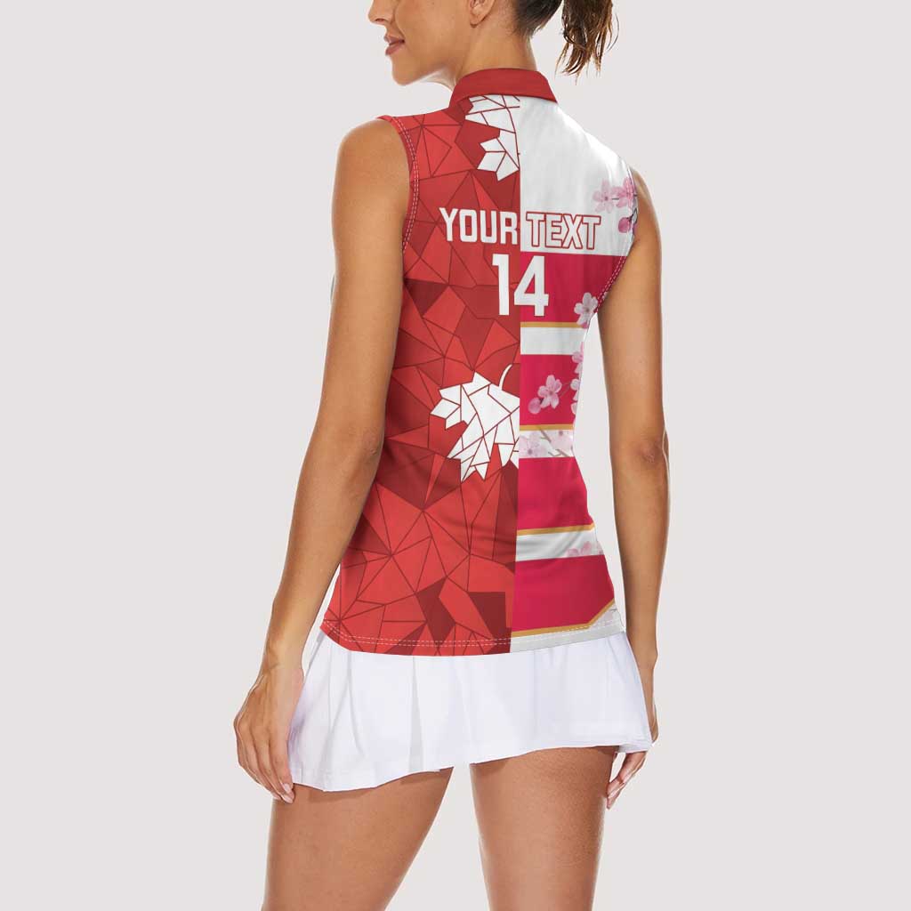 Canada and Japan Rugby Custom Women Sleeveless Polo Shirt Canucks Brave Blossoms Together Pacific - Wonder Print Shop