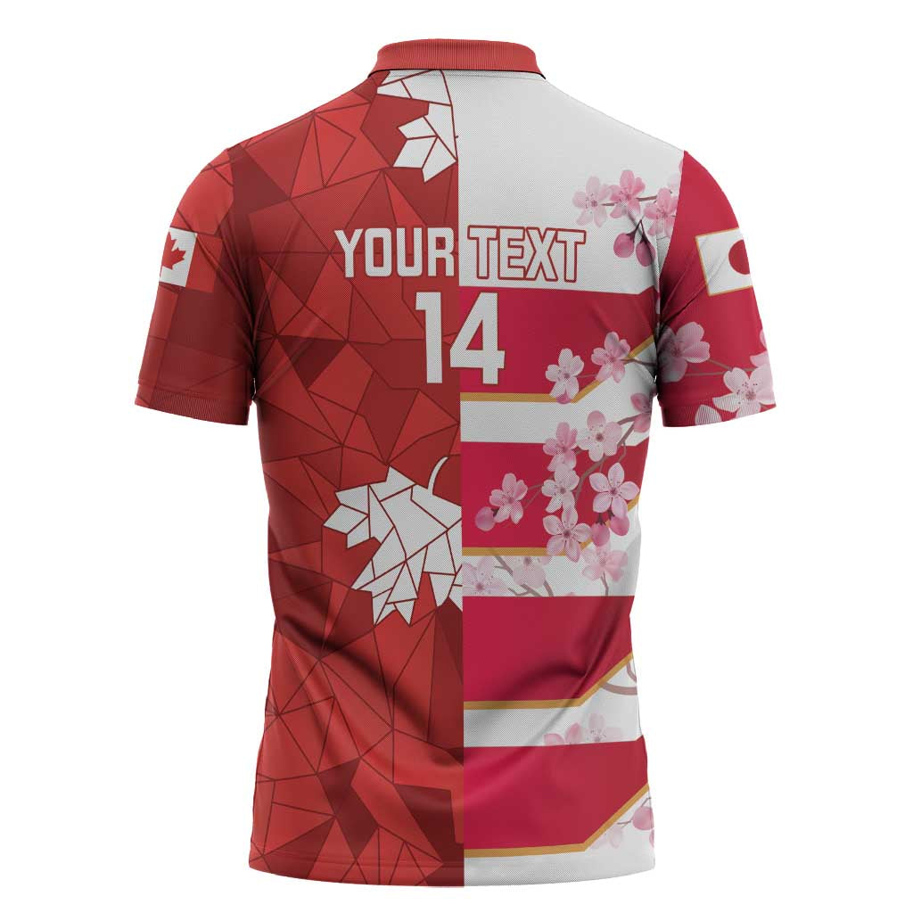 Canada and Japan Rugby Custom Zipper Polo Shirt Canucks Brave Blossoms Together Pacific - Wonder Print Shop