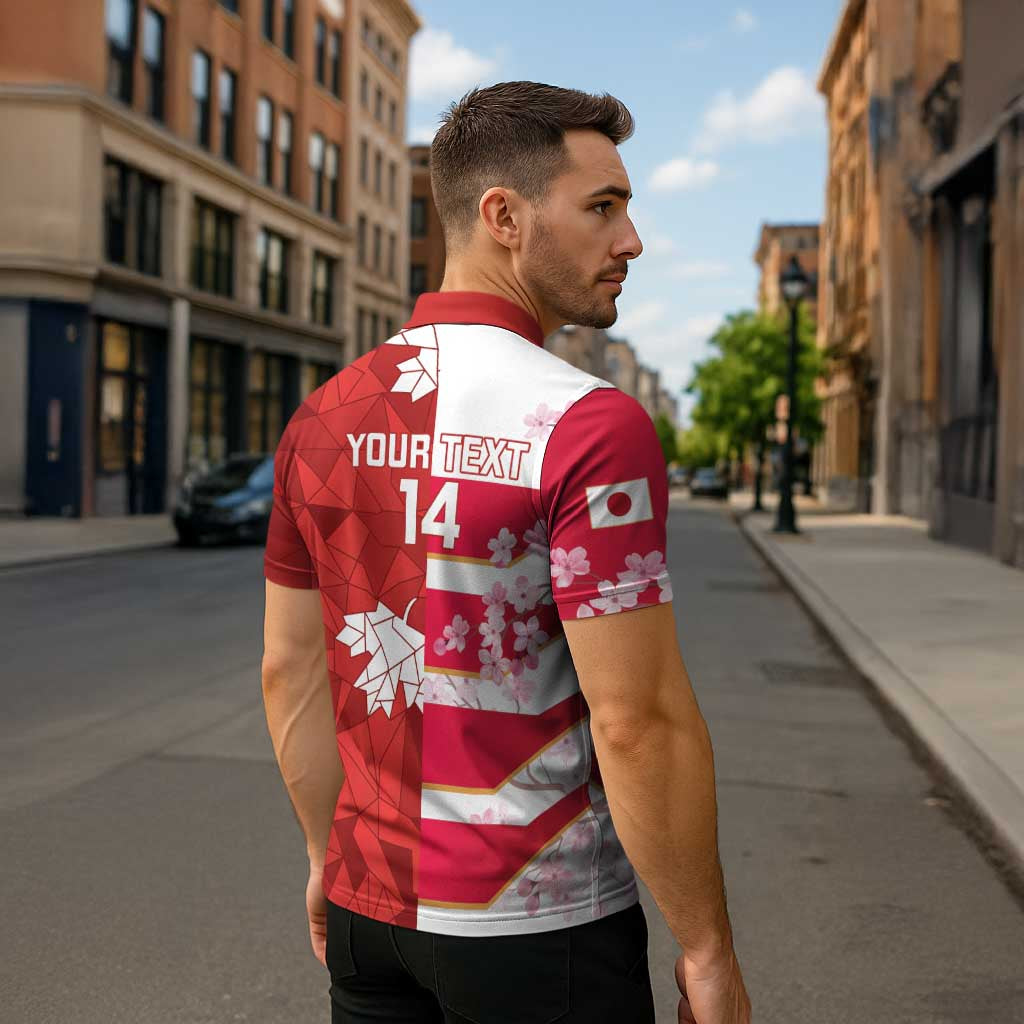Canada and Japan Rugby Custom Zipper Polo Shirt Canucks Brave Blossoms Together Pacific - Wonder Print Shop