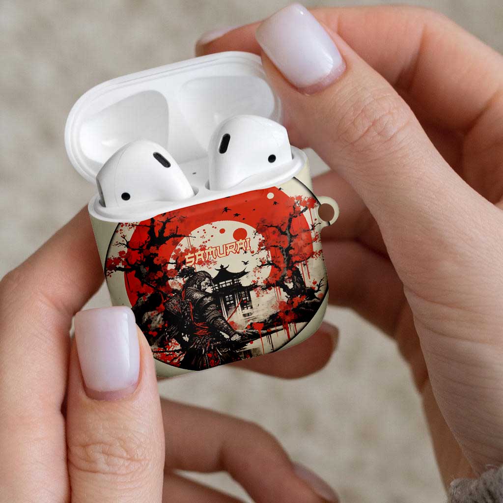 Samurai Warrior Japan AirPods Case Red-blossomed Tree Classic Japanese Stylized - Wonder Print Shop