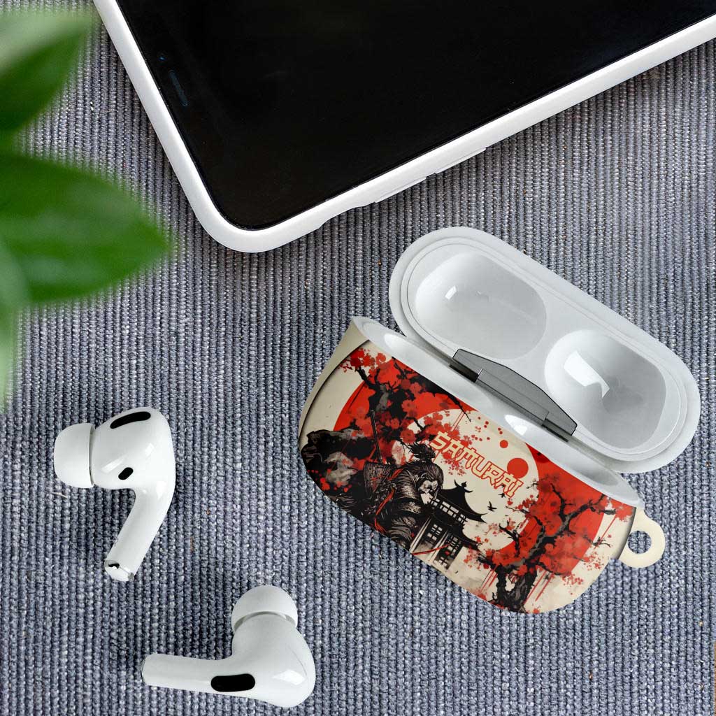 Samurai Warrior Japan AirPods Case Red-blossomed Tree Classic Japanese Stylized - Wonder Print Shop
