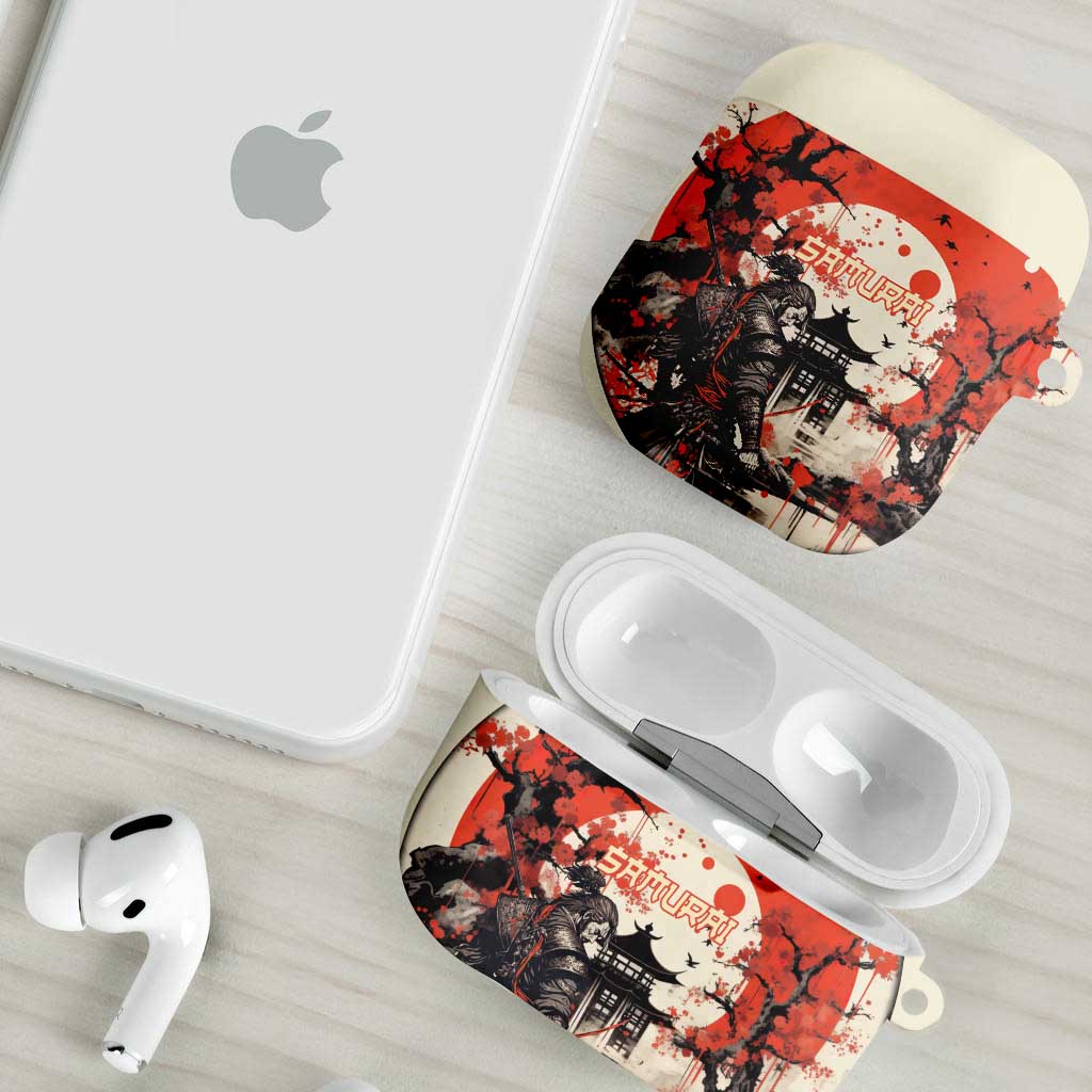 Samurai Warrior Japan AirPods Case Red-blossomed Tree Classic Japanese Stylized - Wonder Print Shop