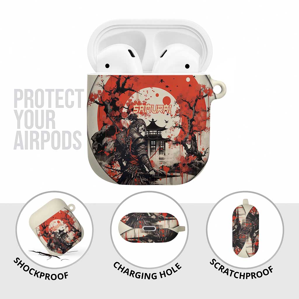 Samurai Warrior Japan AirPods Case Red-blossomed Tree Classic Japanese Stylized - Wonder Print Shop